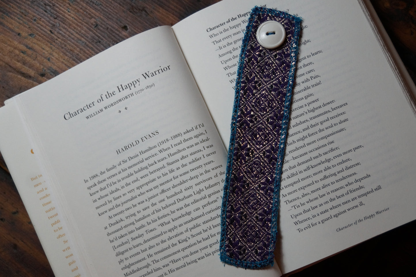 Woven Book Mark Purple Snow Flakes